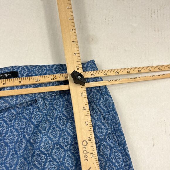 Etcetera Jaquard Dress Pants Blue Harlequin Print Trousers Preppy Straight Leg 6 - Picture 10 of 12